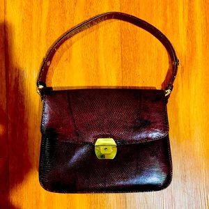 Vintage Genuine Lizard Skin Bag Burgundy Beautiful
